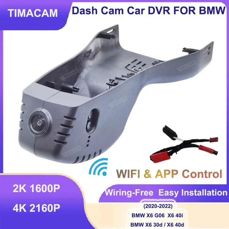 TIMACAM 2K 4K 2160P Easy-Insatall For BMW X6 40i  G06 30d For BMW X6 40d 2020 2021 Full HD Car Dvr Dash Cam Dual Cameras