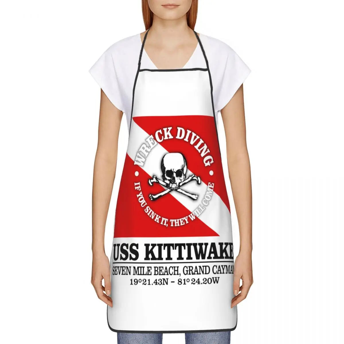 USS Kittiwake Scuba Diving Funny Apron Diver Dive Flag Adult Unisex Kitchen Chef Bib Tablier Cuisine Cooking Baking Gardening