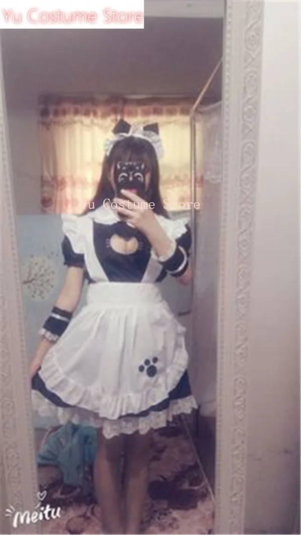 Yu Costume Anime! Love Live Black Cat Hollow chest Sexy Maid Dress Halloween Cosplay Costume Lovely Outfit For Women Adult