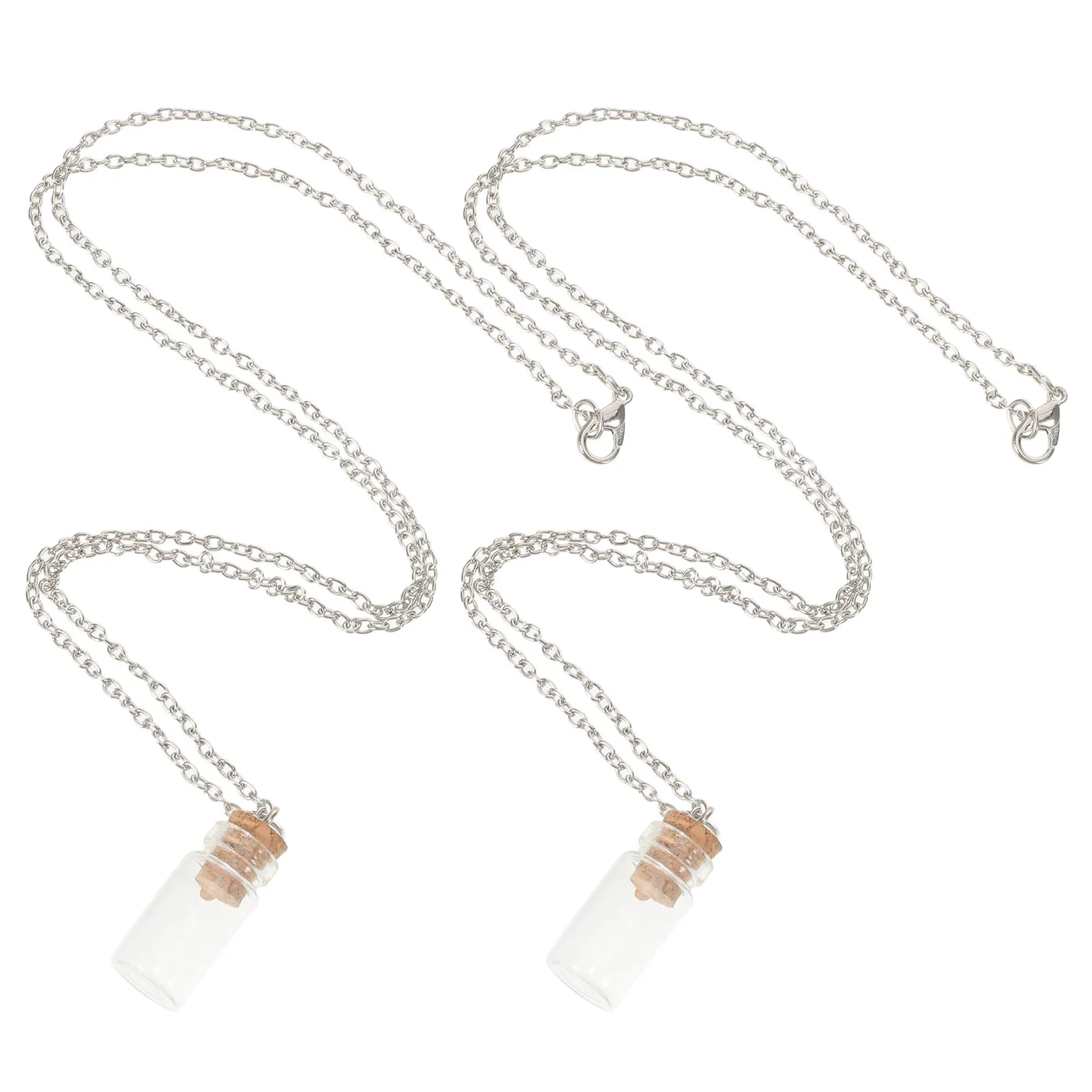 Vintage Glass Bottle Necklace with Charm Locket Pendant for Women Boho Layered Chain Necklace Trendy Statement Jewelry