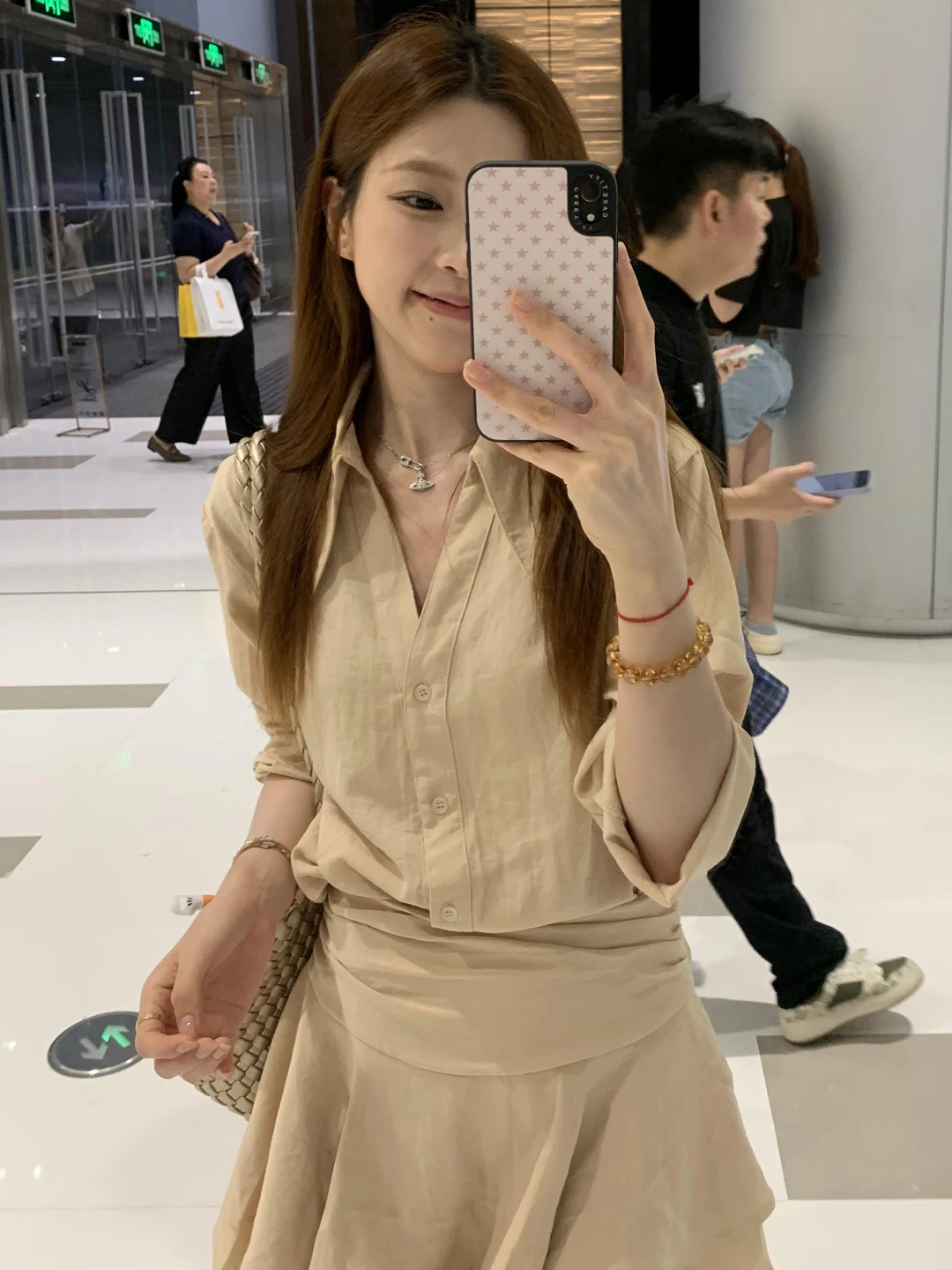 

Korean Style Long Sleeve Shirt And Half Skirt Set Women's Fashion Design Spring Summer New Arrival Two Piece Suit Polyester F...