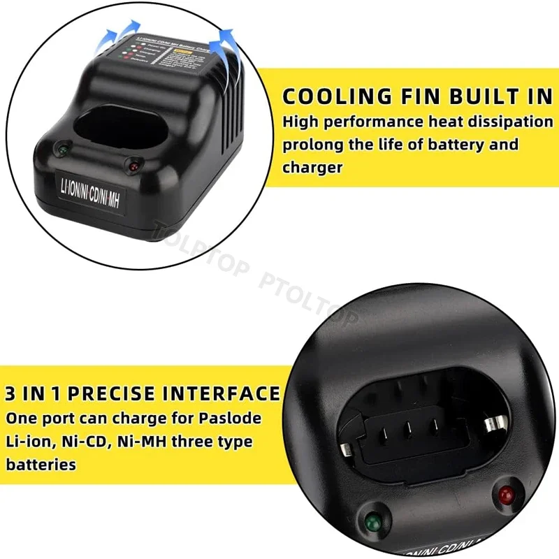 For Paslode 6V NiCd/NiMH batteries For Paslote 7.2V Li-ion batteries Intelligent protection system