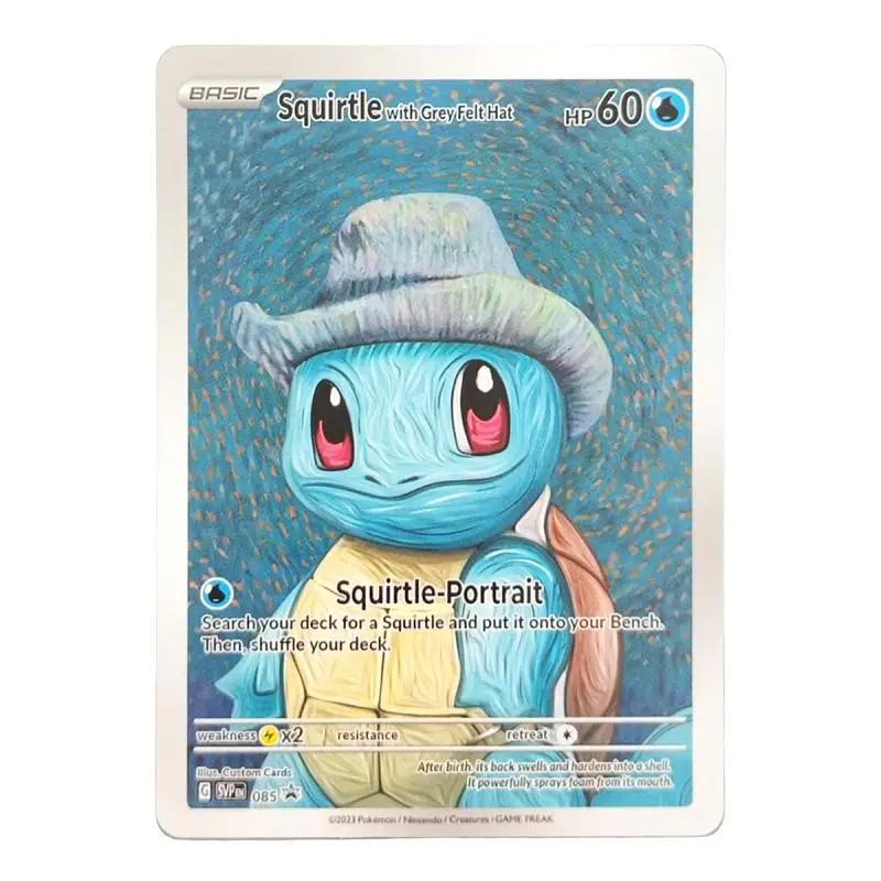 DIY PTCG 영어 피카추 Charizard Blastoise Mew Squirtle Venusaur 반 고흐 시리즈 취미 컬렉션 카드 장난감 어린이 선물