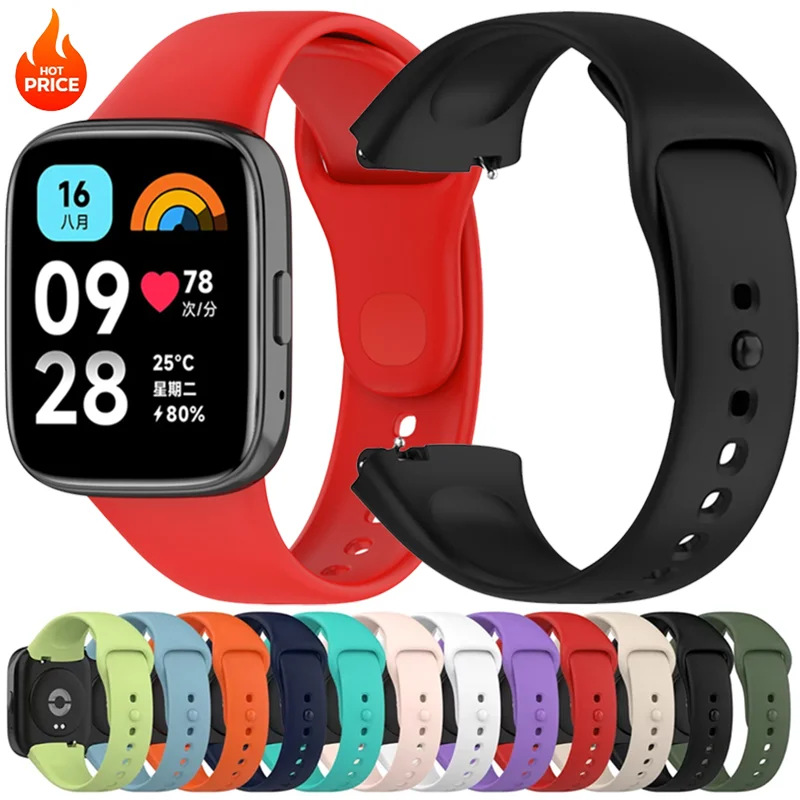 Offizielles Silikonarmband für Xiaomi Redmi Watch 3 Active, komfortables Ersatzarmband für Redmi Watch 3 Lite Armband Correa