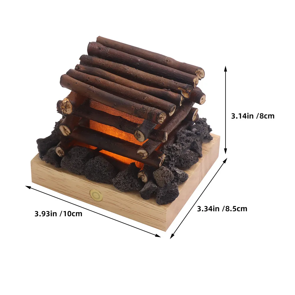 USB Rechargeable Bedside Touch Dimming Night Lamp Fake Campfire Flame Night Light for Bedroom Decor Ambient Lighting and Reading