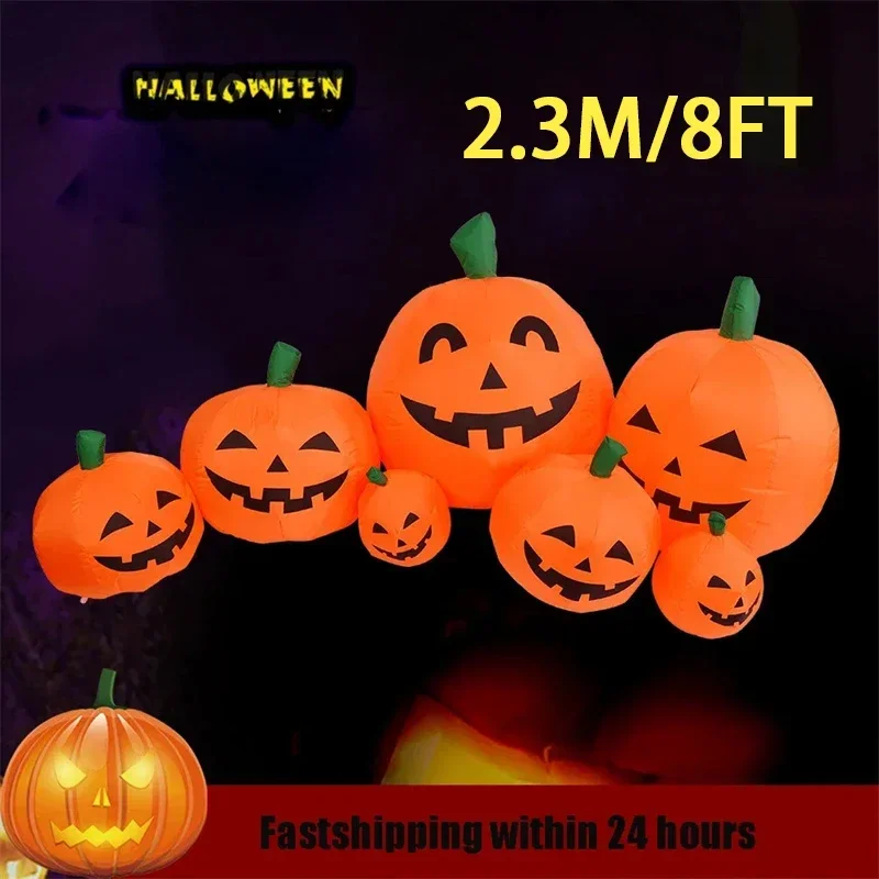

8TF/2.3M Halloween 7 Pumpkin Inflatable Toy Air Model Decoration Halloween Festival Air Model Courtyard Decoration Props
