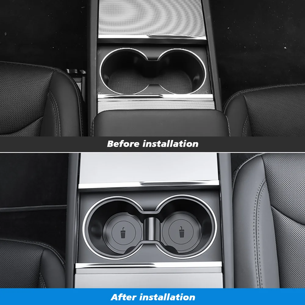 TESY Silicone Watercup Holder for Tesla New Model YL Y Launch Juniper Model 3 Highland Black and White Colour