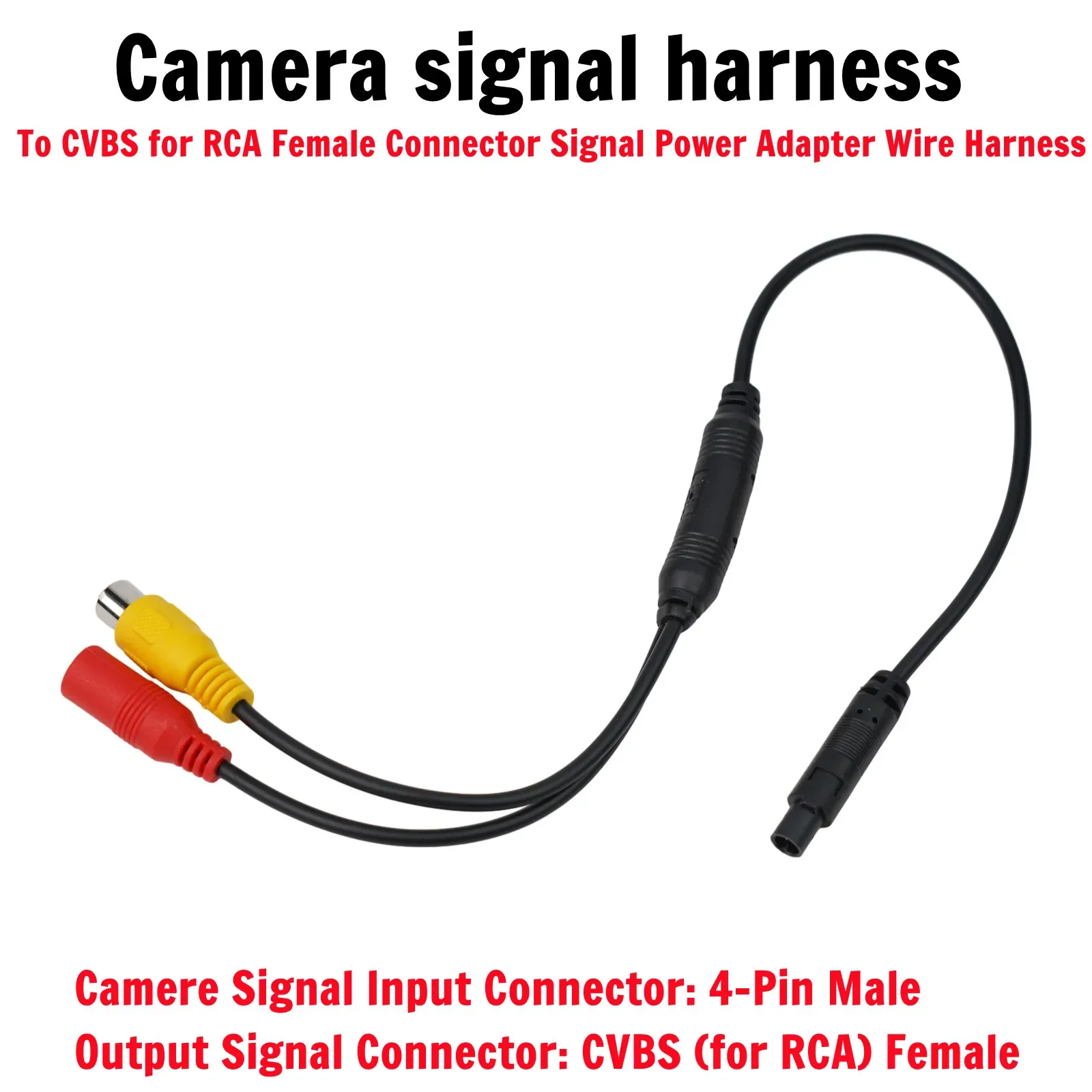 Car CVBS Male To 4 PIN Female Conversion Cable For Rear View Mirror DVR Parking Monitor Connect Reverse Camera