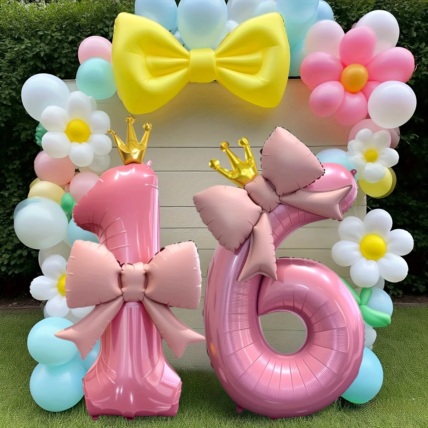 3 Stück 42 Zoll rosa Schleife Krone Zahlen Folienballon Hochzeit Geburtstag Party Dekoration Jahrestag Dekor Foto Prop Party Supplies