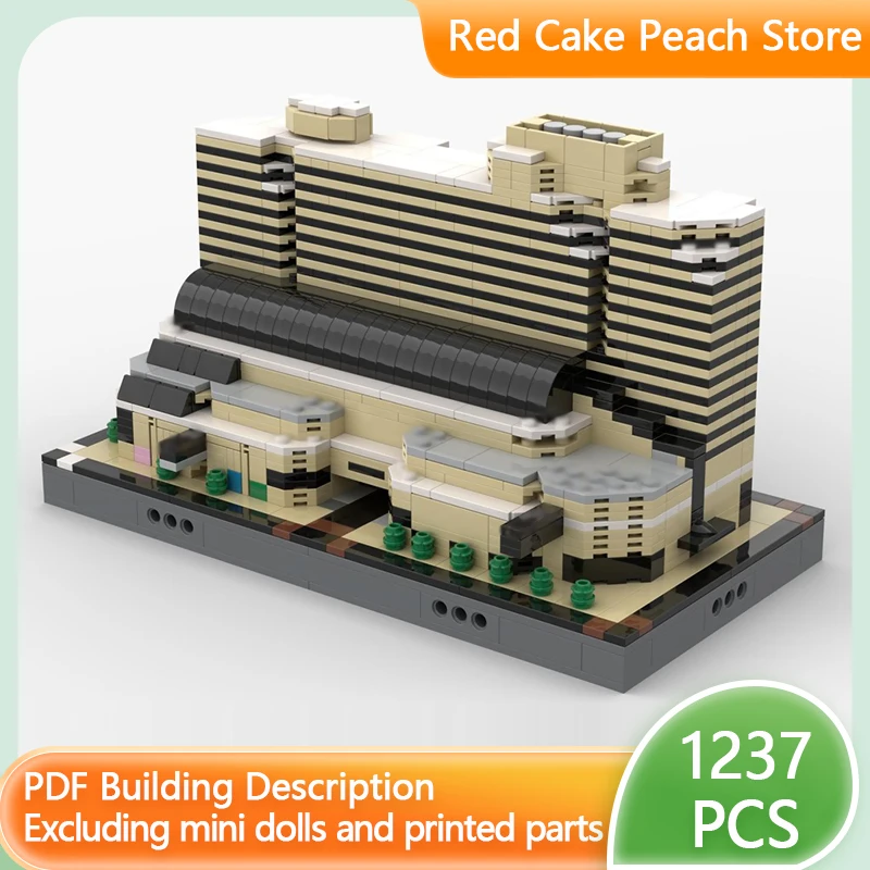 نموذج معماري لشارع المدينة من قطع البناء، مبنى مكتبي كبير، هندسة معمارية تقنية، هدايا للأطفال في العطلات، لعبة تجميع