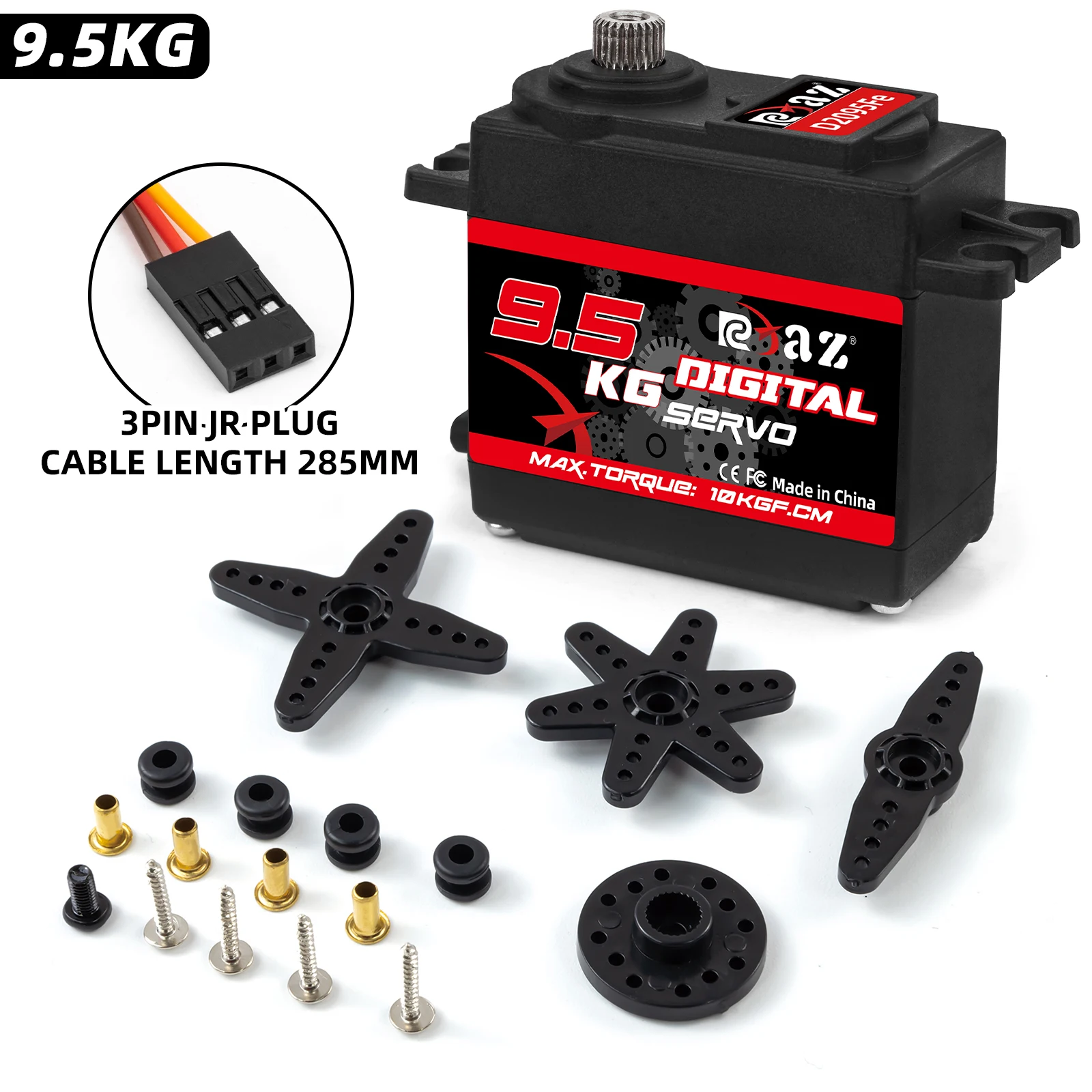 RCXAZ 9.5KG Digital High-Speed Servo Motor Servo Motor Control 180° Metal Gear Servo for Smart Cars Robots Boats RC Helicopters