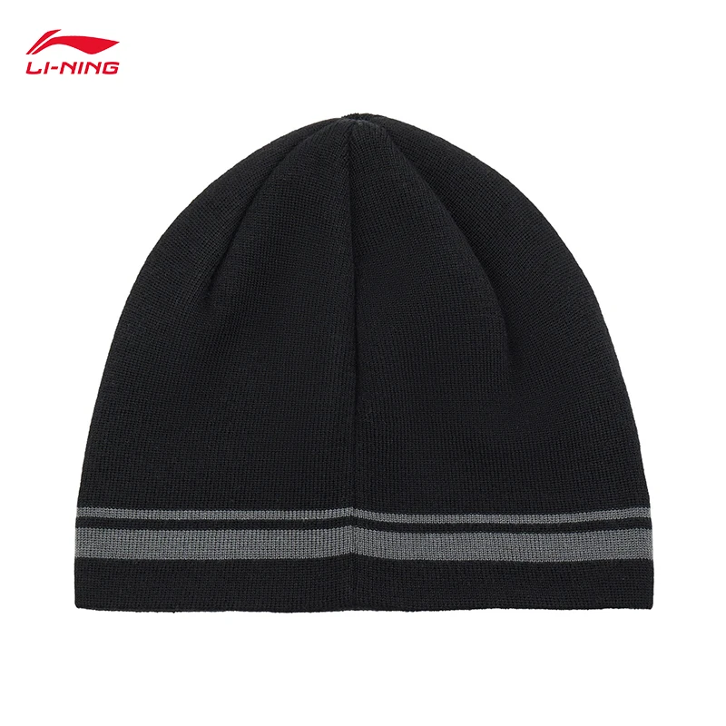 LI-NING سلسلة الحياة الرياضية للجنسين قبعات محبوكة مريحة لينة الجلد ودية القبعات الدافئة 56-60 سنتيمتر AMZV045
