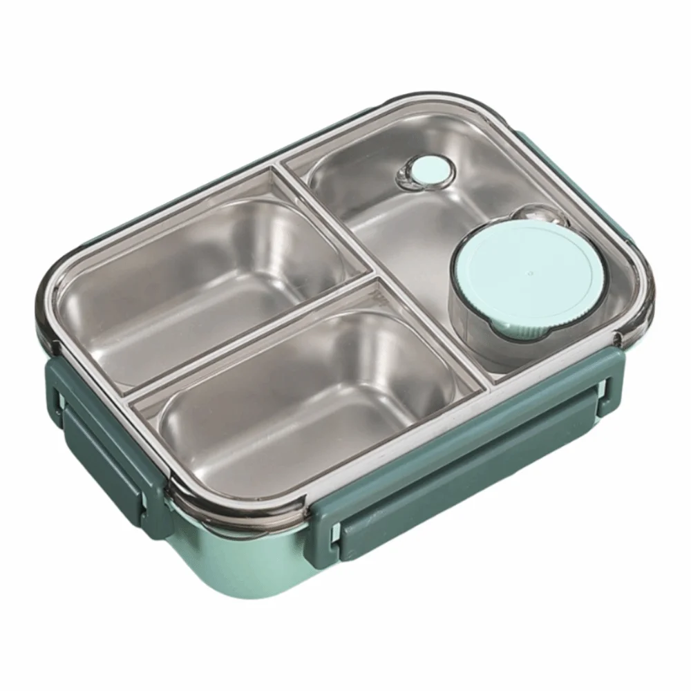 

Portable Stainless Steel Lunch Box 2/3 Gird with Fork Spoon Insulated Lunch Box Divided Leakproof Food Storage Container Picnic