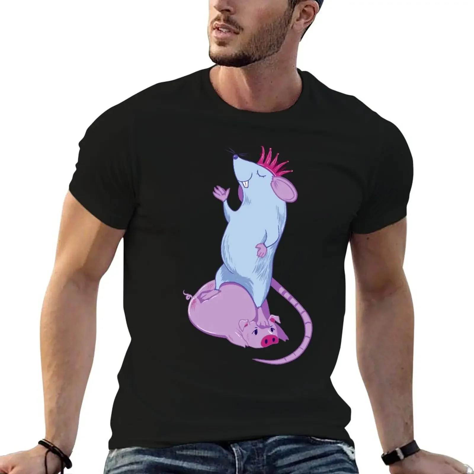 

Rat and Pig T-Shirt man clothes custom shirt topping plain anime shirts men