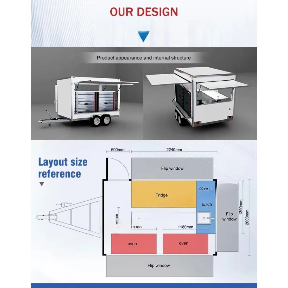 

Hot Sale Stainless Steel Aluminum 8ft 16ft 5m Fast Food Trailer Imbisswagen Burger Coffee Shop Street Kitchen Mobile Food Truck