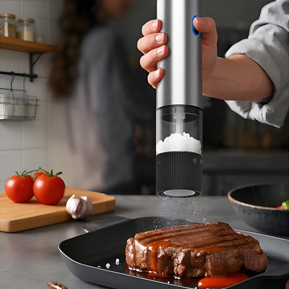 Electric Salt and Pepper Grinder Automatic Rechargeable Pepper Mill Shakers Adjustable Coarseness Kitchen Appliances view 4