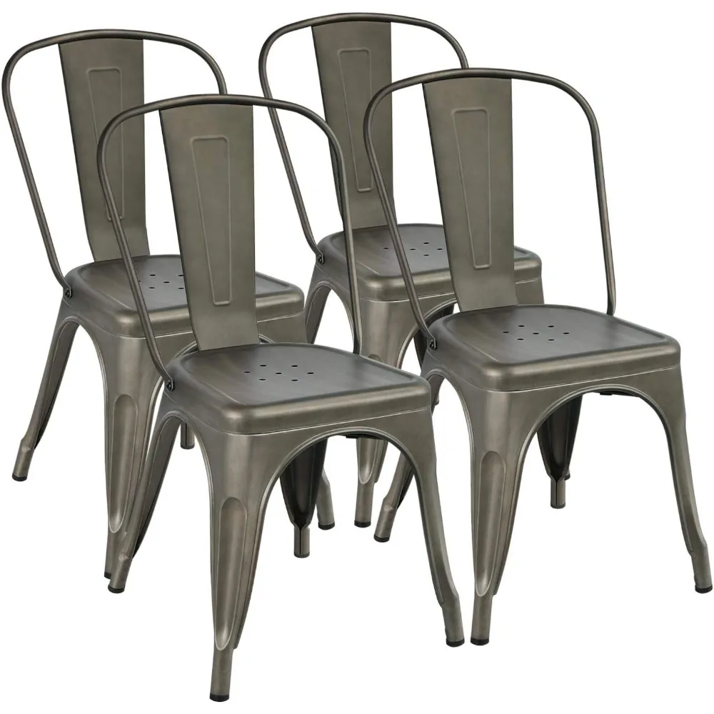 Iron Metal Dining Chairs Stackable Side Chairs Bar Chairs with Back Indoor/Outdoor Classic/Chic/Industrial