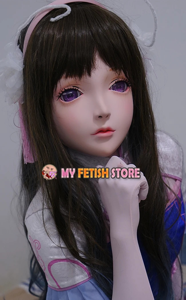 (KM101) Ręcznie robiona żywiczna maska crossdressująca piękna dziewczyna pół głowy Lolita BJD lalka maska cosplay Kigurumi maska crossdresse