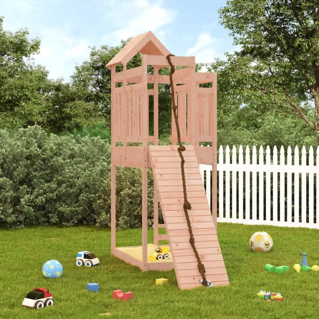 Solid Wood Douglas Playhouse with Climbing Wall - Fun Outdoor Adventure for Kids