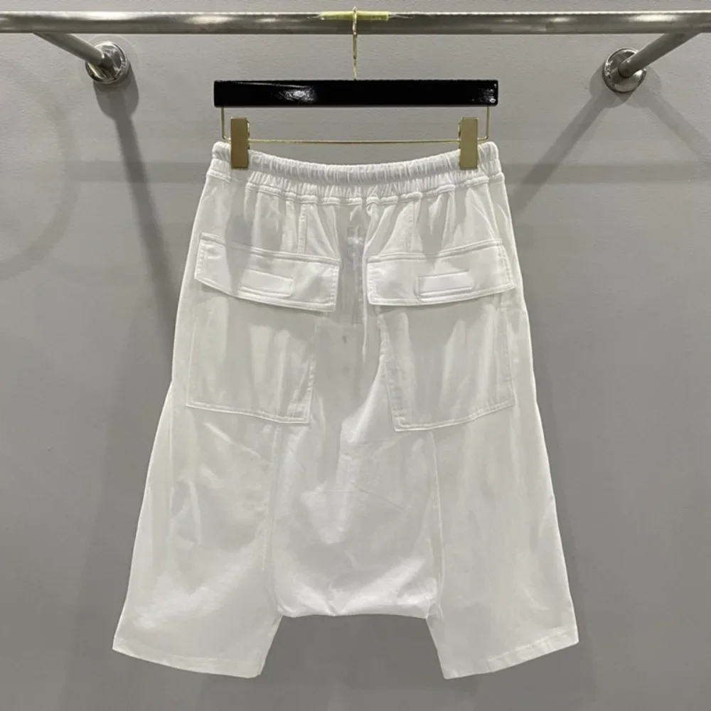 Dark Ro Knitting Cotton  Casual Shorts Rice Men's Dark Five Point Harem Hanging Elastic Waist Sport Casual Loose Pants Shorts