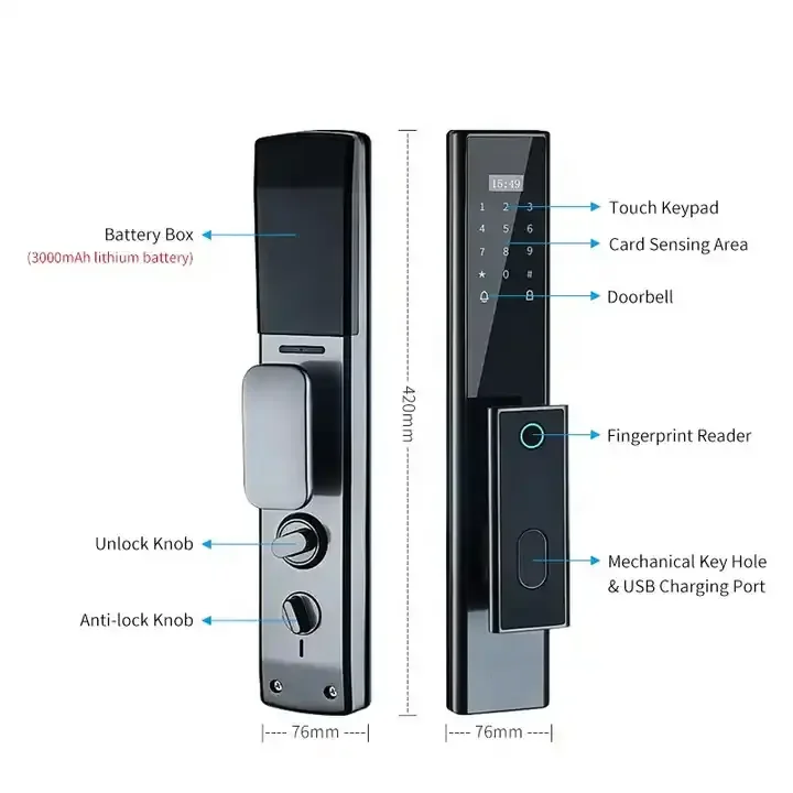 Pushpull Automatic lock Tuya WiFi APP Remote Unlocking biometic Fingerprint Password RFID card 6068 mortise smart door Lock