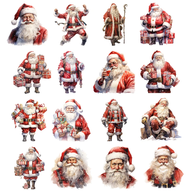 

Cartoon Christmas Santa Claus Patches DIY Iron-on Transfers Stickers Heat Print By Household Irons DTF Accessory Ironing On