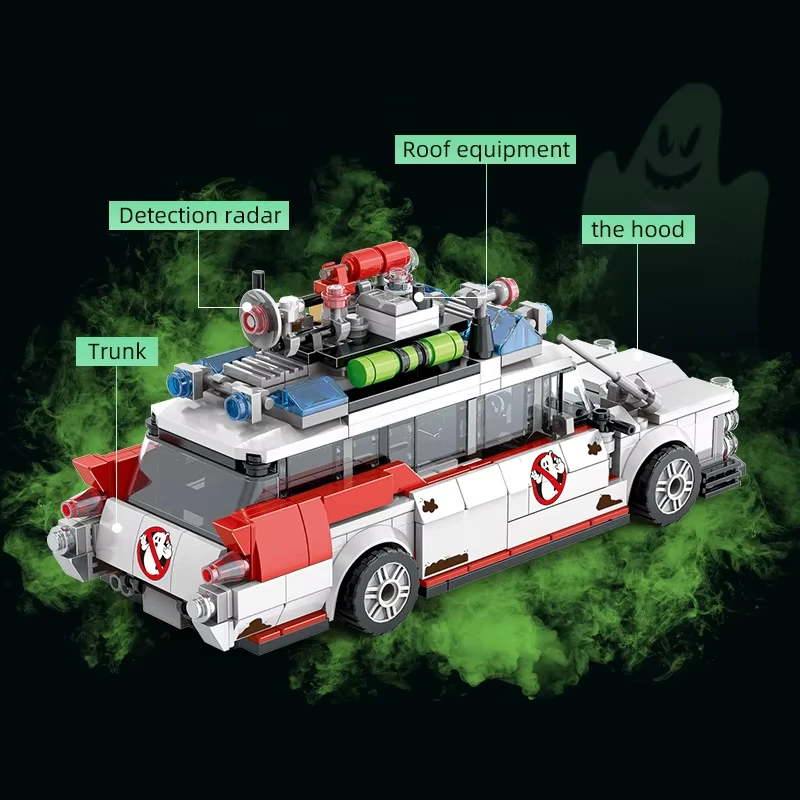 

Технология сборки «Охотники за привидениями» ECTO-1, креативные строительные блоки для автомобилей, образовательные гоночные модели, комплект строительных блоков, игрушки для детей