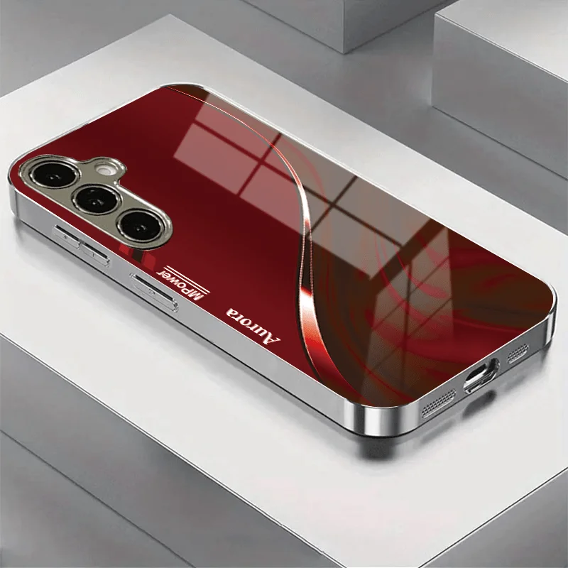 Musterdesign Stoßfeste Glashülle mit Silberbeschichtung für Galaxy S26, S25, S24, FE, S23, S22, S21, S20, Ultra, Plus