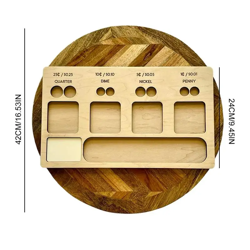 Coin Sorting Board Wooden Sorting Activity For Dexterity Erasable Coin Sorting Board Coin Counting & Sorting Tray With