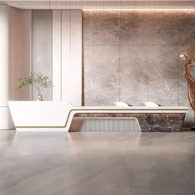 Beauty Salon Modern Store Reception Desk Luxury Counter Front Infodesk Center Reception Desk Comptoir Caisse Luxury Furniture