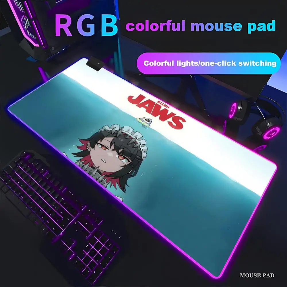 

RGB Zenless Zone Zero Ellen Joe Mouse Pad Gaming Accessories Computer Mousepad Anime ZZZ Keyboard Office Pads Rubber Mouse Mats