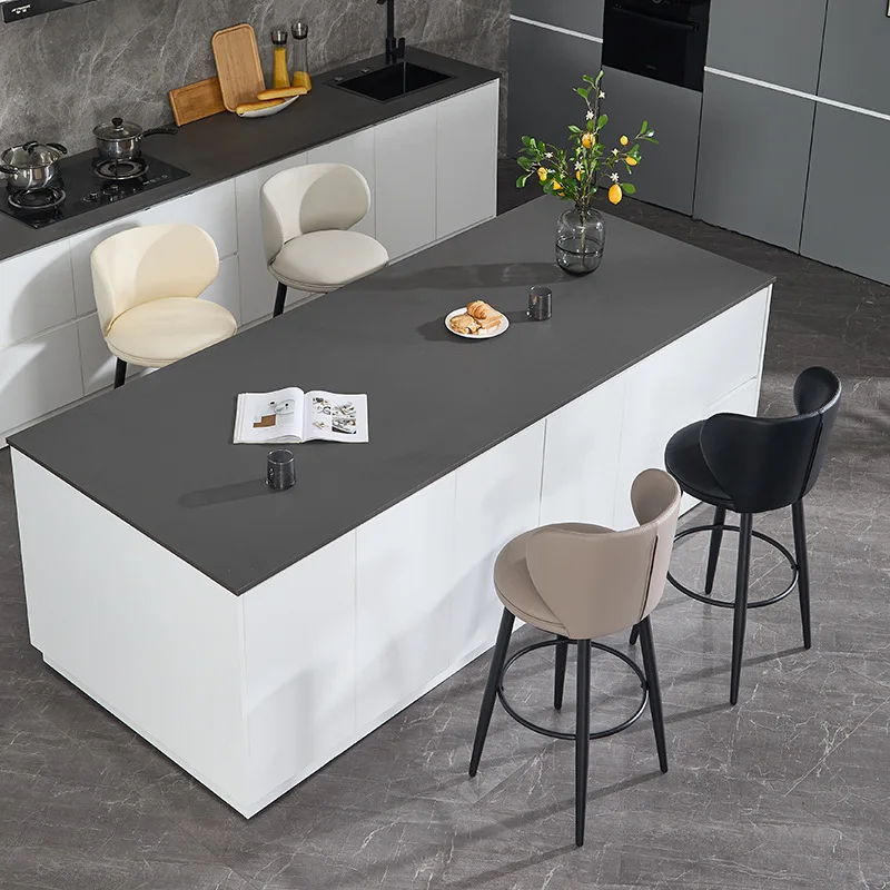 Simple Footstool for Home Use, Modern Island Platform, High Chair, Light Luxury Rotating Backrest Chair, Bar Counter Chairs