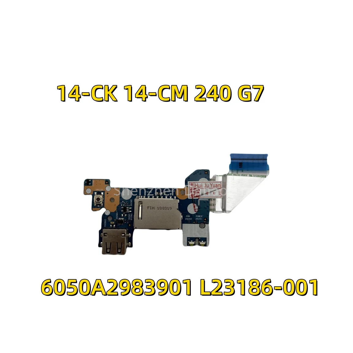 For HP 14-CK 14-CM 240 G7 Power Button USB Card Reader Board With Cable 6050A2983901 L23186-001 100% Tested