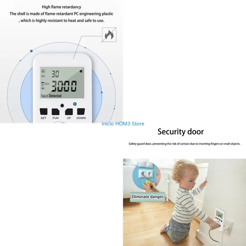 A5YD Timer Light Control Outlet Equipped with Small Sensors Programmable Socket for Automatic On Off in Various Environment