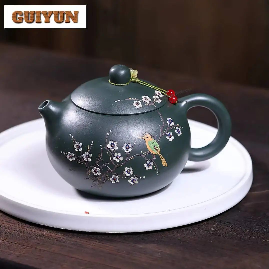 HOYIHM 420ml Ancient Yixing Purple Clay Teapots Handmade Xishi Pot Raw Ore Green Mud Kettle Chinese Zisha Tea Set Accessories