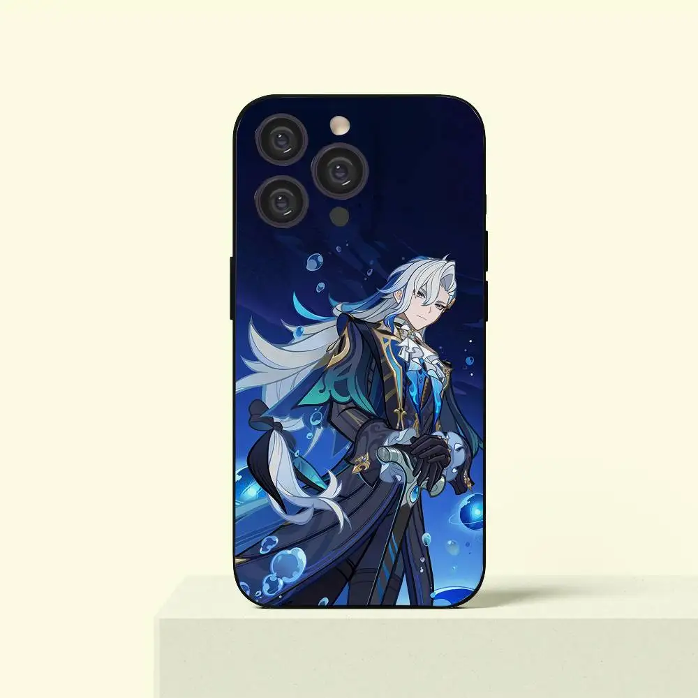 

G-Genshin Impact NeuvilletteS Phone Case For IPhone 16 16e Plus Pro MAX15 14 13 12 11 XSmax Soft Black Case