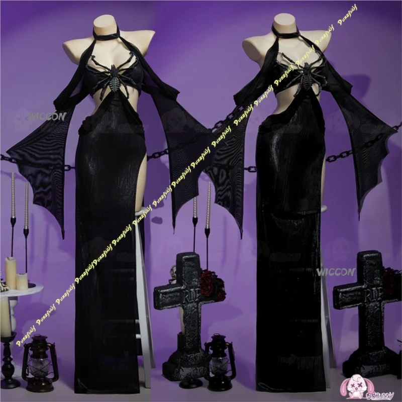 Cosplay Costumes Anime Game Girls Dress Dark Gothic Spider Bride Halloween Black Punk Clothe Party Stage Women Christmas Outfit - view 3