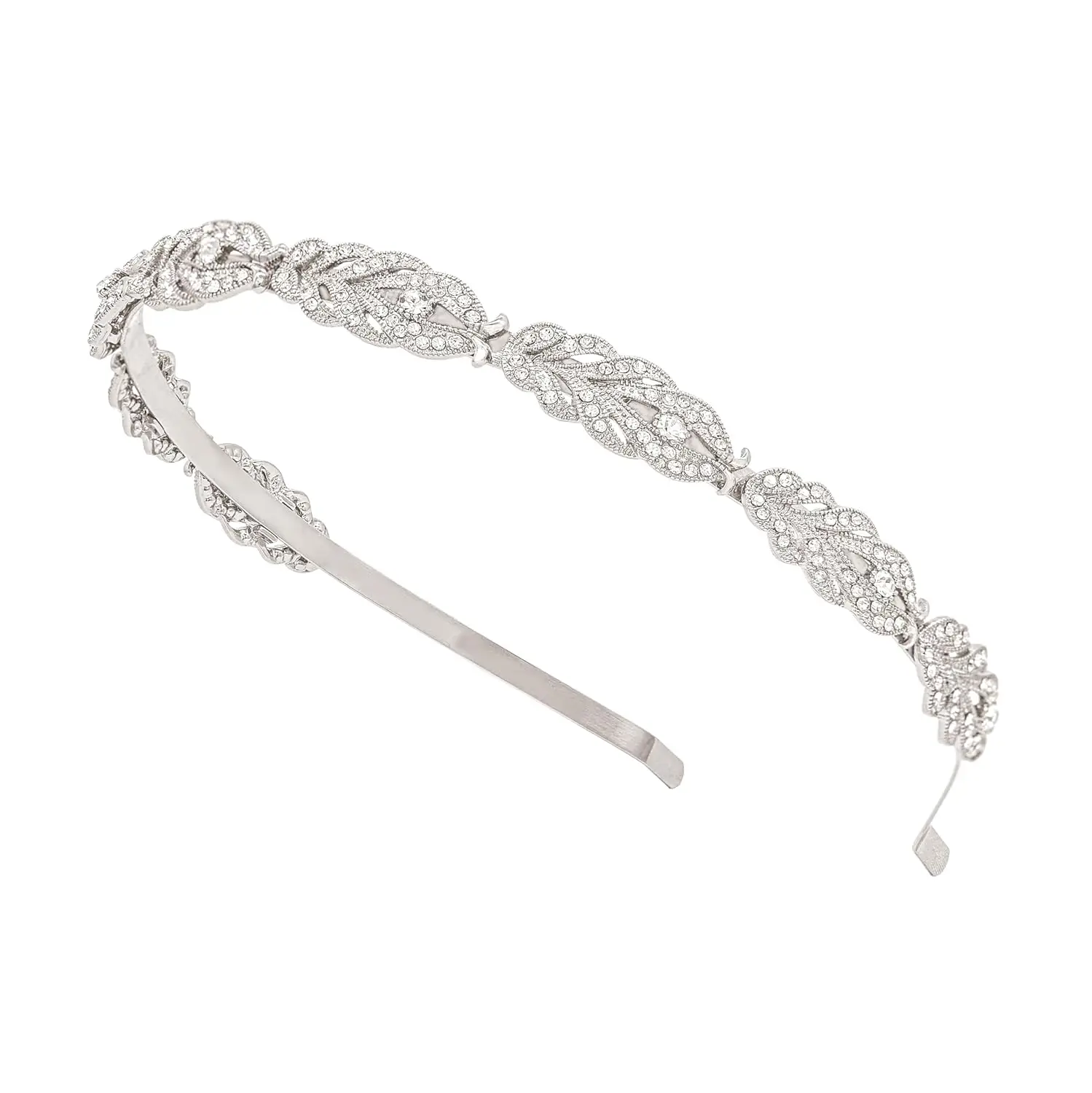 

Crystal Rhinestone Wedding Headband, Elegant Silver Bridal Headpiece, Simple Design, AAAAA Quality