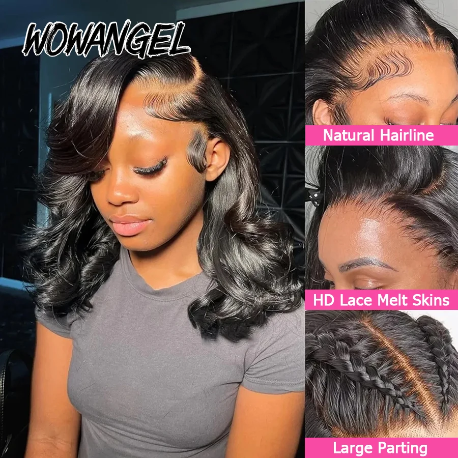 WOWANGEL Body Wave Kurze Bob-Perücken 13x6 HD Lace Frontal Perücken Vorgezupfte Hautähnliche HD Lace Full Frontal Echthaar-Perücken für Frauen – Detail 2