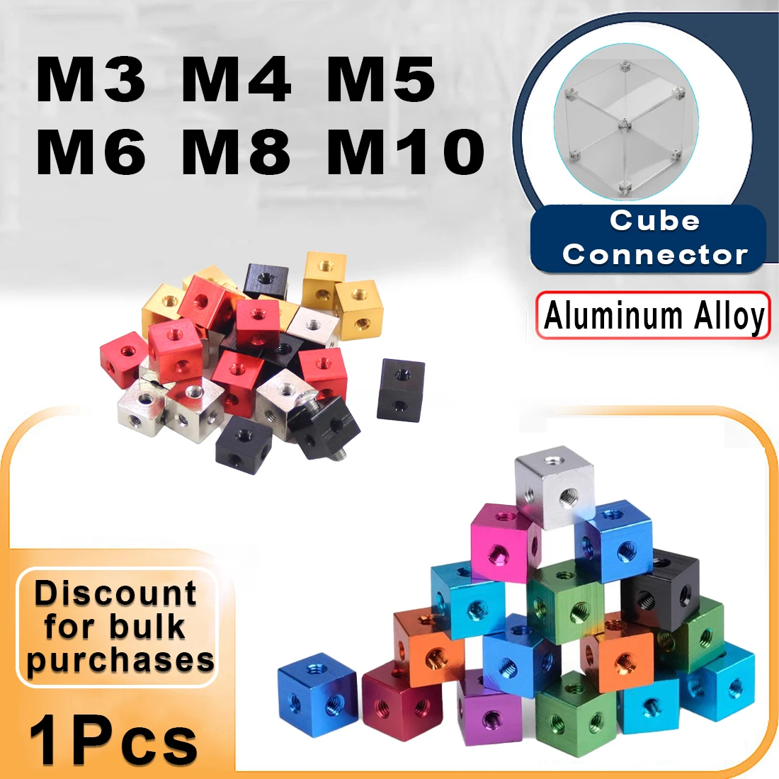 

Hexagonal Nut M3m4m5m6 M3 M4 M5 M6 M8 M10 Screw Cube Nut Three Sided Fixed Block Connector DIY 3D Printer Accessory