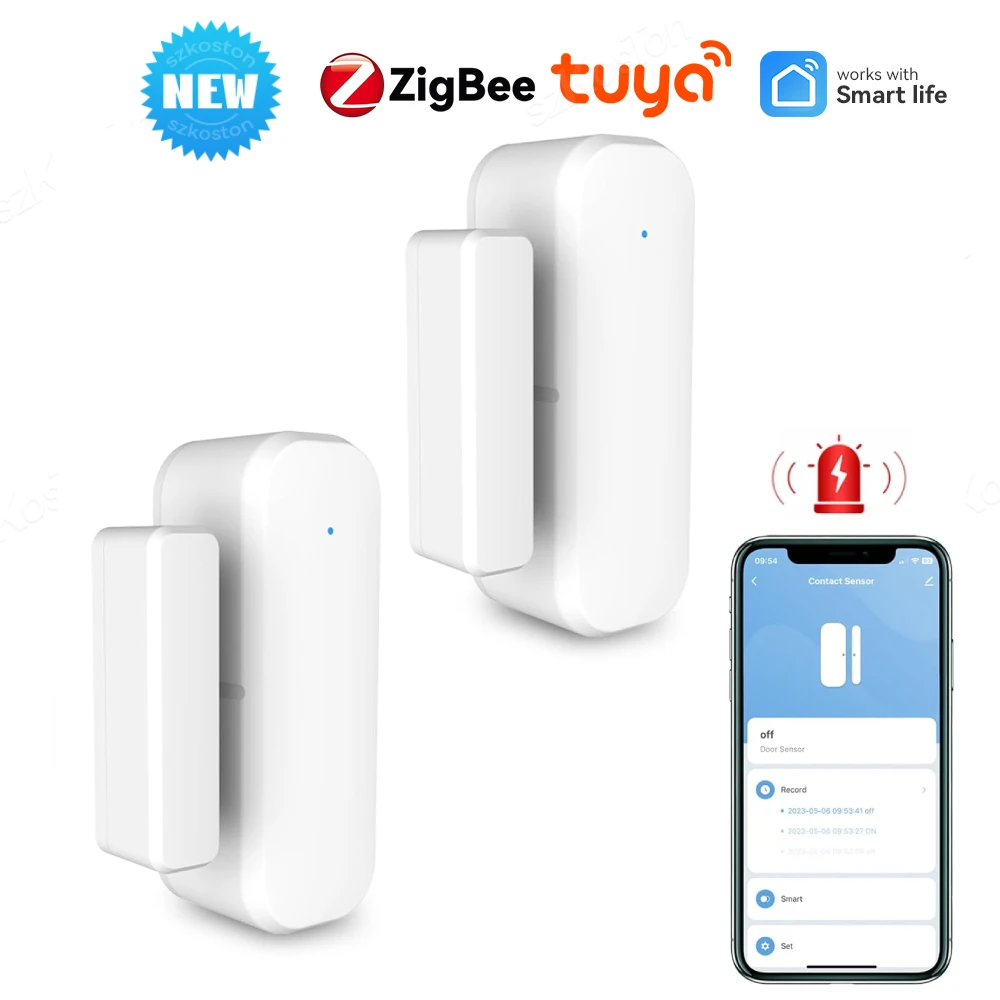 Tuya Smart Home ZigBee Door Window Sensor Smart Life Security Protection Alarm System Door Open Closed Detector for Alexa Google