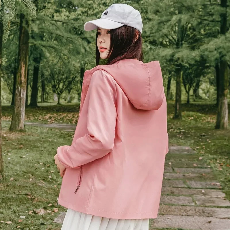 Kurtka dla par damska 2025 wiosna jesień nowy płaszcz z kapturem kobiece wybuchy moda znosić młodzieżowy podwójny płaszcz z tkaniny bluzki damskie