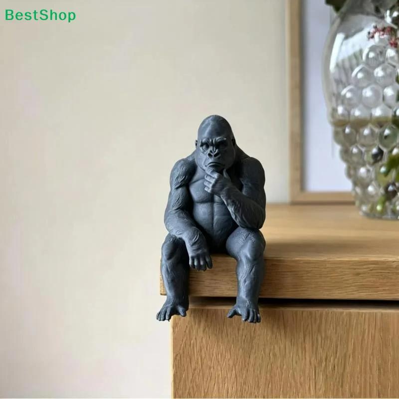 Cartoon Sitting Gorilla Statue Ornament 3D Printed Thinker Gorilla Figurine For Home Desktop Interior Decoration Gift