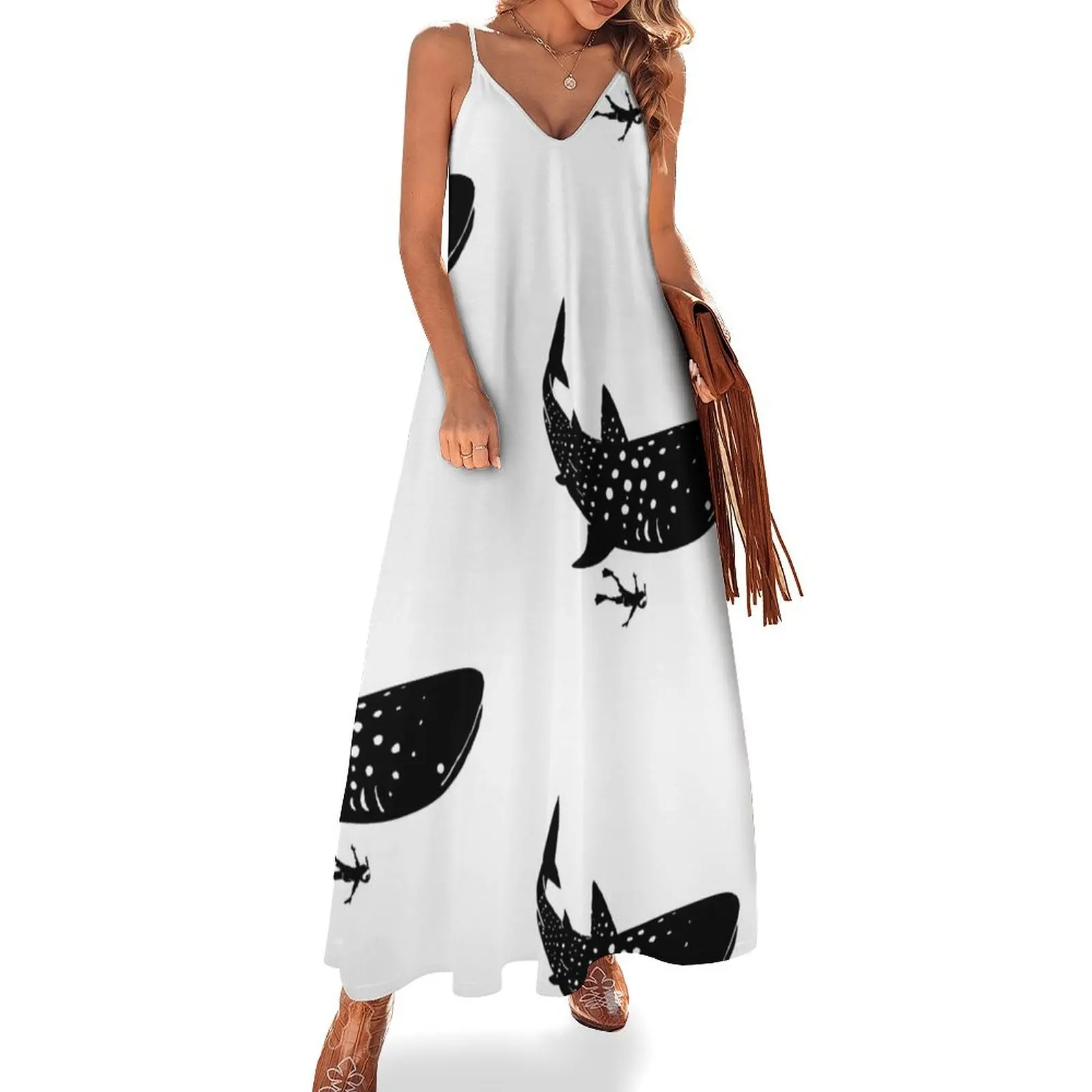 

Whale Shark Diving graphic Snorkeling print Sleeveless Long Dress women clothing 2025 new arrivals long sleeve dress Dress