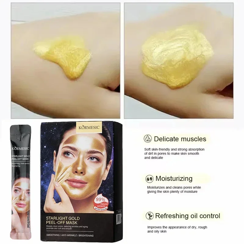 Maschera in oro 24k Peel off istantaneo Maschera per la rimozione delle lentiggini Pulizia profonda Idratante Controllo del petrolio Ridurre i pori Prodotti per la cura della pelle del viso