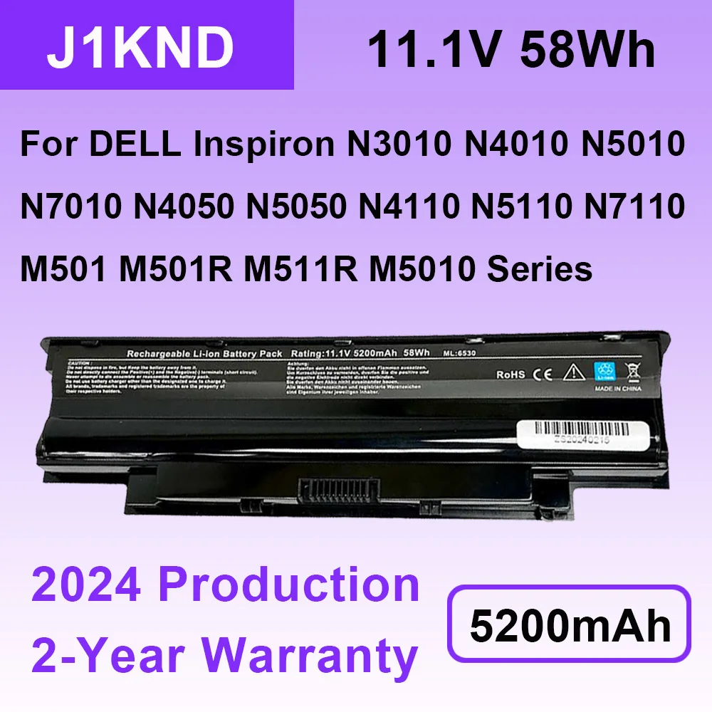 

11.1V 5200mAh J1KND Laptop Battery For DELL Inspiron N3010 N4010 N5010 N7010 N4050 N5050 N4110 N5110 N7110 M501 M501R Series