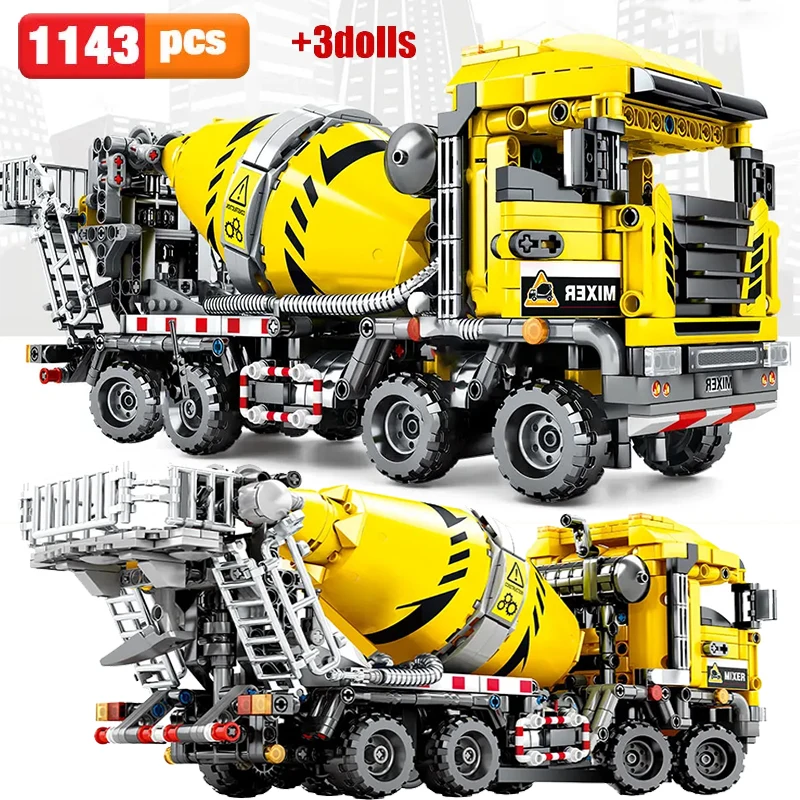 1143 PCS technical City Engineering Cement tanker truck Building Blocks truck car Bricks Toy for Children Gifts