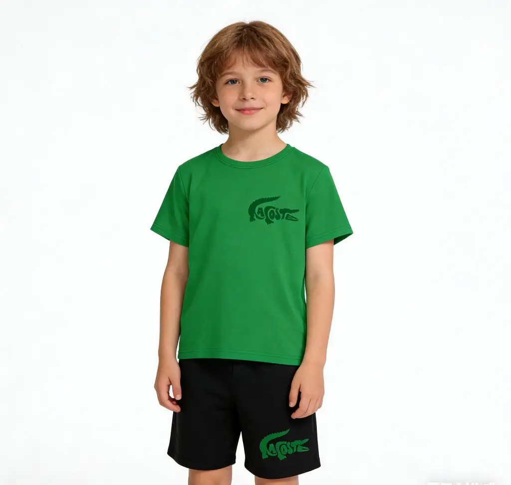 

Summer Round-neck Black and White T-shirt for Children Aged 3 to 12+shorts+casual Sports Outfit Suitable for Both Boys and Girls