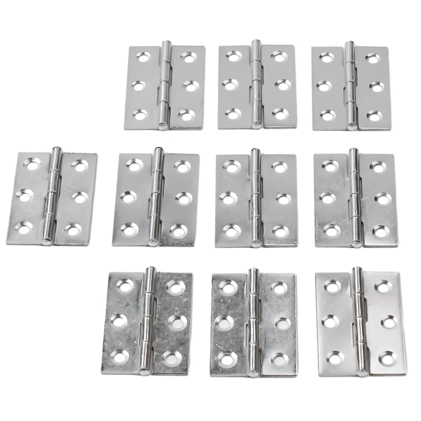 10Pcs Hardware Stainless Steel Hinges Door Connector Drawer 6 Mounting Holes For Furniture Bookcase Window Cabinet Door Fitting