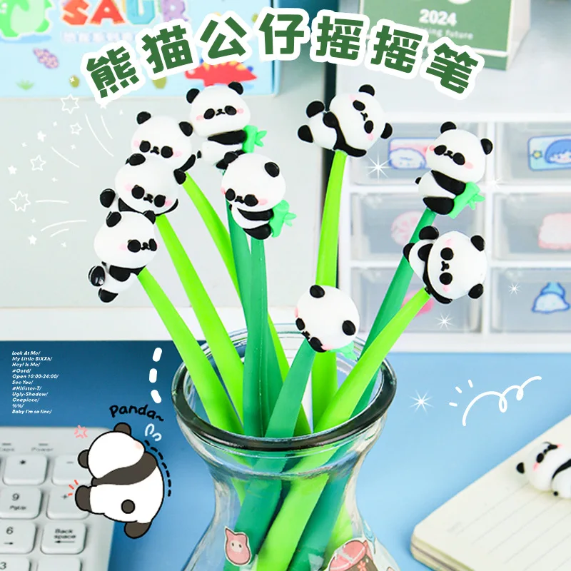 

36 Pcs Cartoon Panda Silicone Rocking Music Neutral Pen Student Black 0.5mm Signature Pen Stationery for Students